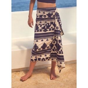 Johanna Ortiz Midi Faux-Wrap Pleated Summer Soiree Skirt
